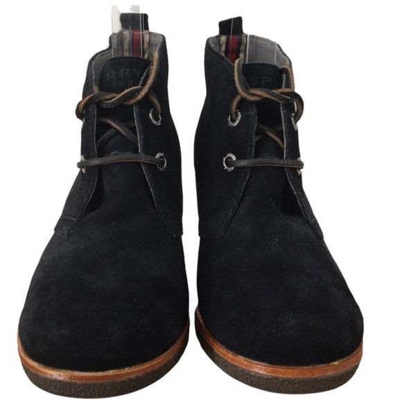 Sperry Top Sider Harlow Black Suede Lace Up Wedge Booties - Sz 7 - Picture 3 of 14